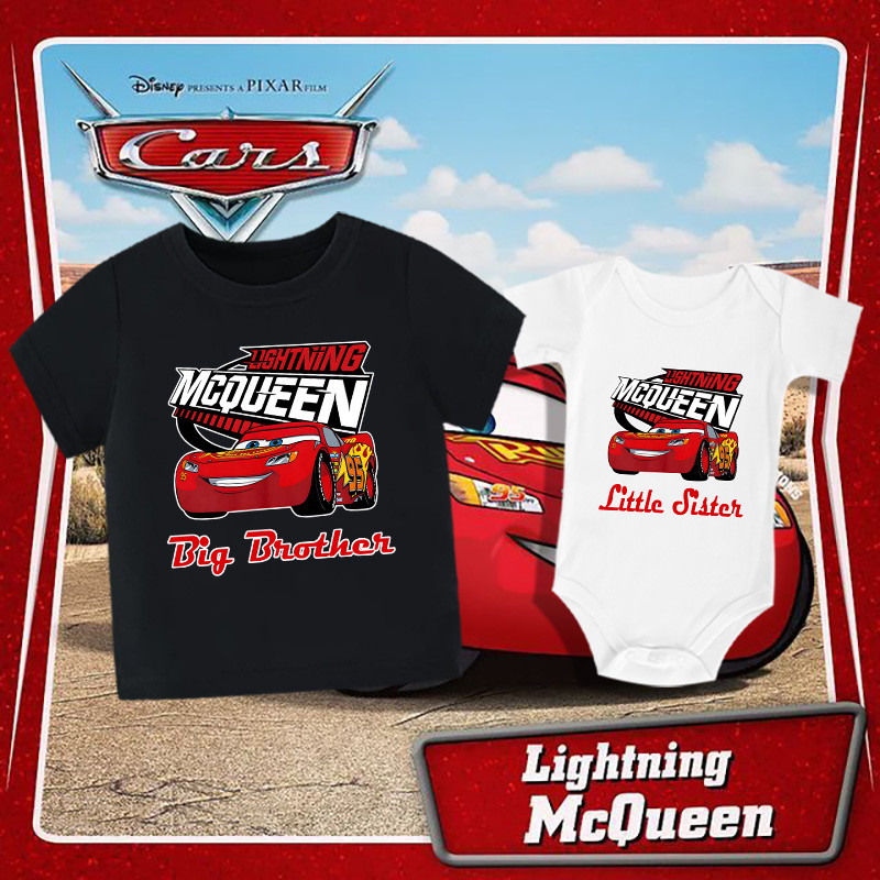 McQueen 95 Big Lil Brother & Sister ผ้าฝ้ายเสื้อยืดชุดจับคู่ McQueen Brothers และชุดน้องสาว