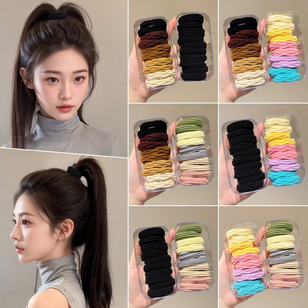 10ชิ้น มาการอง-สียืดหยุ่นสูงทนทานผมแหวนแฟชั่นที่เรียบง่ายยางรัดอุปกรณ์ผม