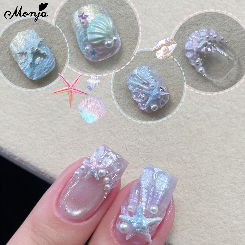 Monja สติกเกอร์เล็บ 5D เปลือกปลาดาวนูน Decals บรรเทา Holographic กาวแกะสลัก Sliders เล็บตกแต่งออกแบบ ราคา ถูกที่สุด ดีลบีเคเค แกลเลอรีภาพที่ 5