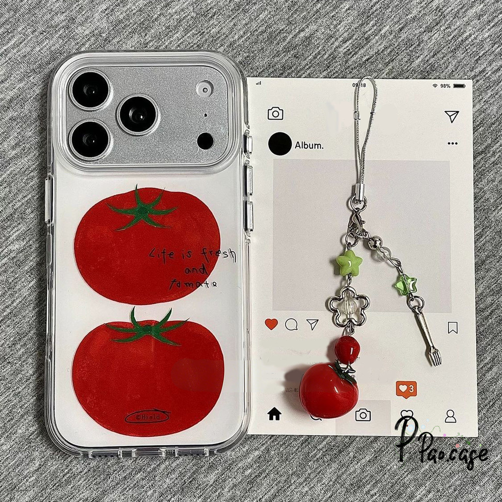 เคสไอโฟน17 15เคส IMD ลายมะเขือเทศสด น่ารัก สไตล์ฮิต สำหรับ IPhone 14 17 13 11 Air 15 12 16 Pro Max 15 14 16 Plus