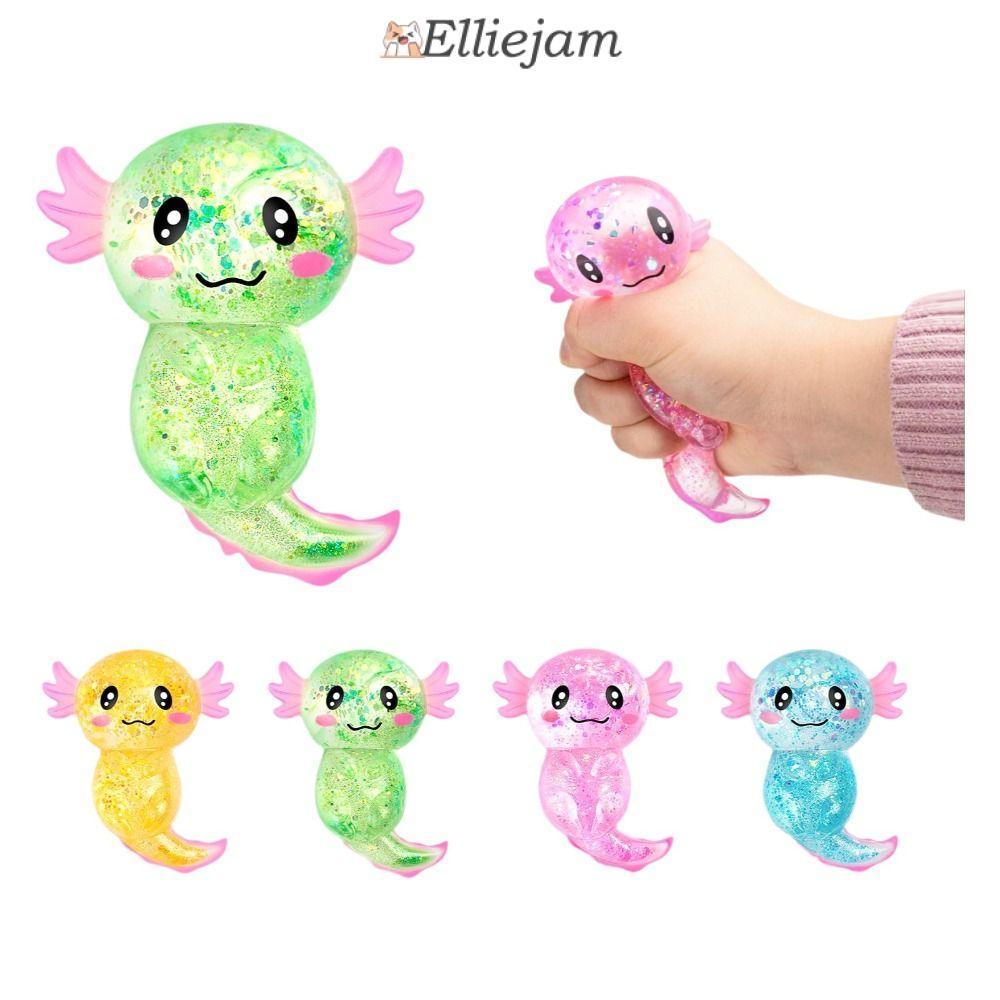 ELLIEJAM Squishy Stress Glitter, Glitter Soothing Texture Axolotl Squishy ของเล่น, รูปร่างน่ารัก Sug