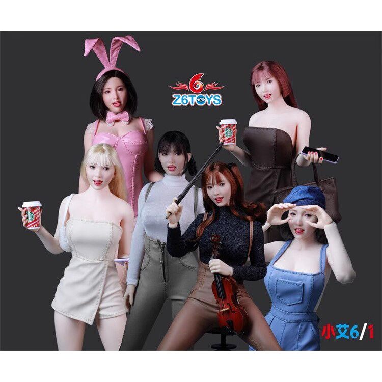 Z6TOYS 1/6 ทหารหญิงหัวประติมากรรมเอเชีย Movable Eye Expression หญิงหัวประติมากรรม ZC017