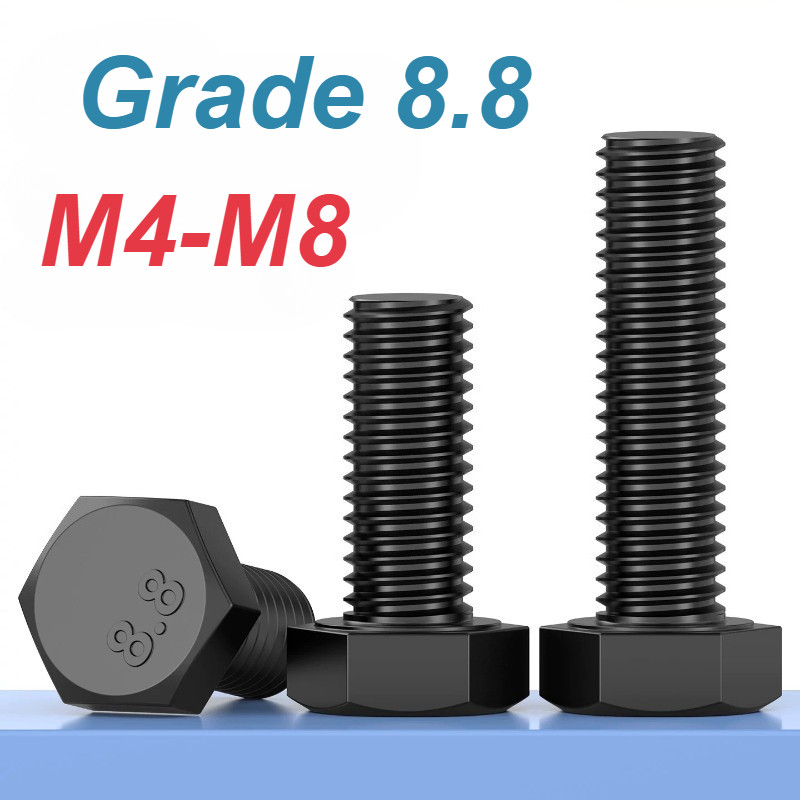 [XM-G] Grade 8.8 สกรูหัวหกเหลี่ยมเหล็กคาร์บอน DIN 933, M4-M8, น๊อตหัวหกเหลี่ยมแบบขยาย