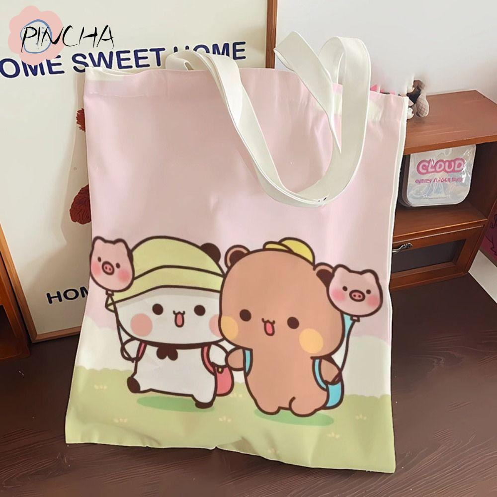 PINCHA กระเป๋าผ้าใบการ์ตูน Niche Bubu Dudu พันด้า ออกแบบน่ารัก เหมาะเป็นของขวัญและใช้สำหรับงานเรียนหรือทำงาน