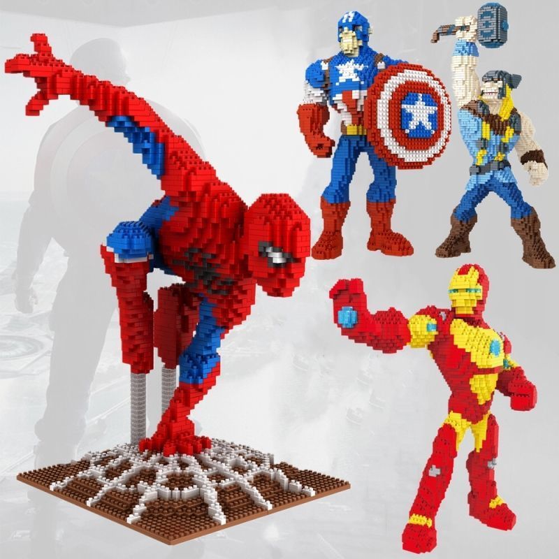 Spiderman ใช้งานร่วมกับ Lego Building Blocks Marvel Luffy Chopper เด็กการศึกษาประกอบของเล่นเด็กของขว