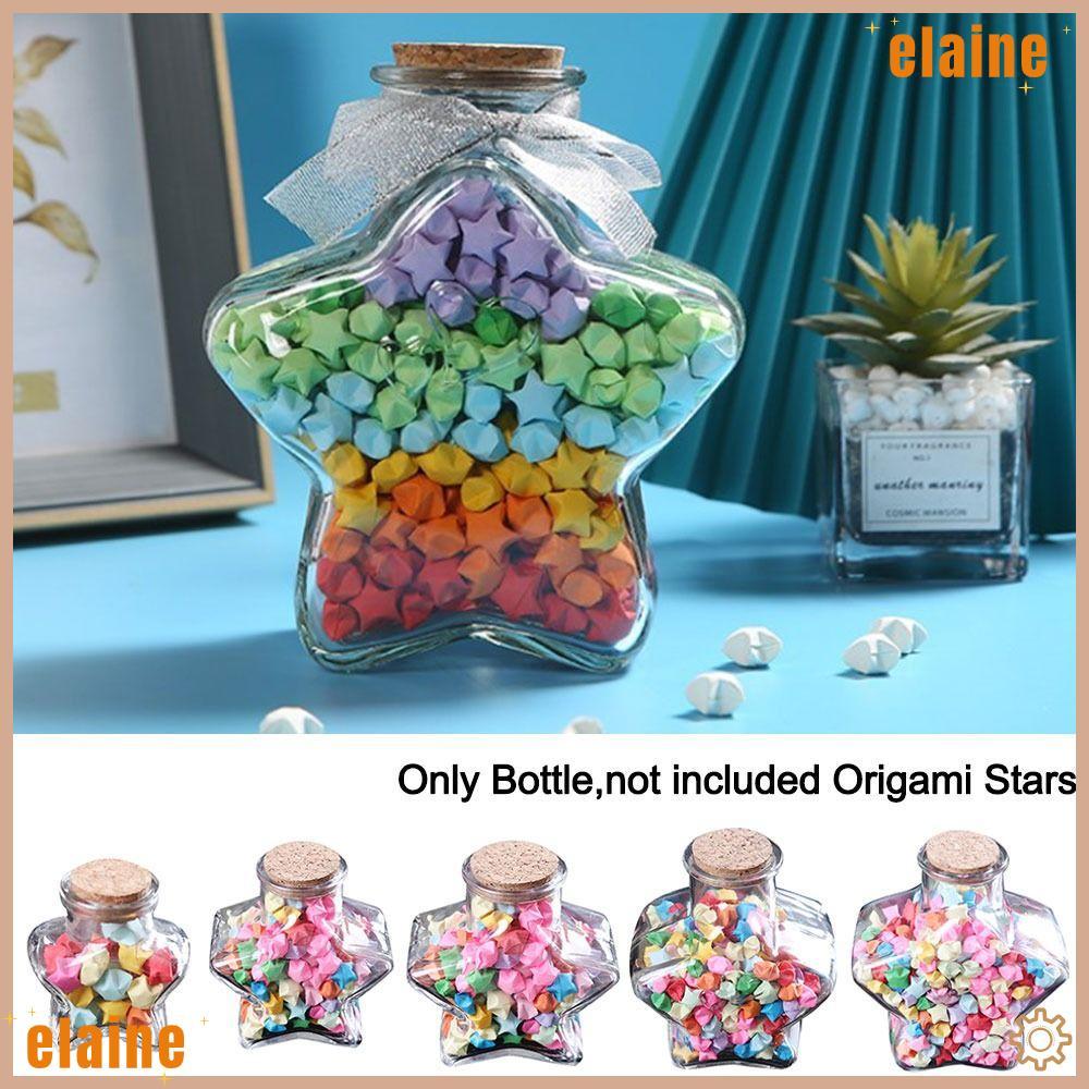 ELAINE Wishing Bottle, Stars Shape Craft Origami Stars Glass Bottle, DIY Pentagram Storage Bottle Ho