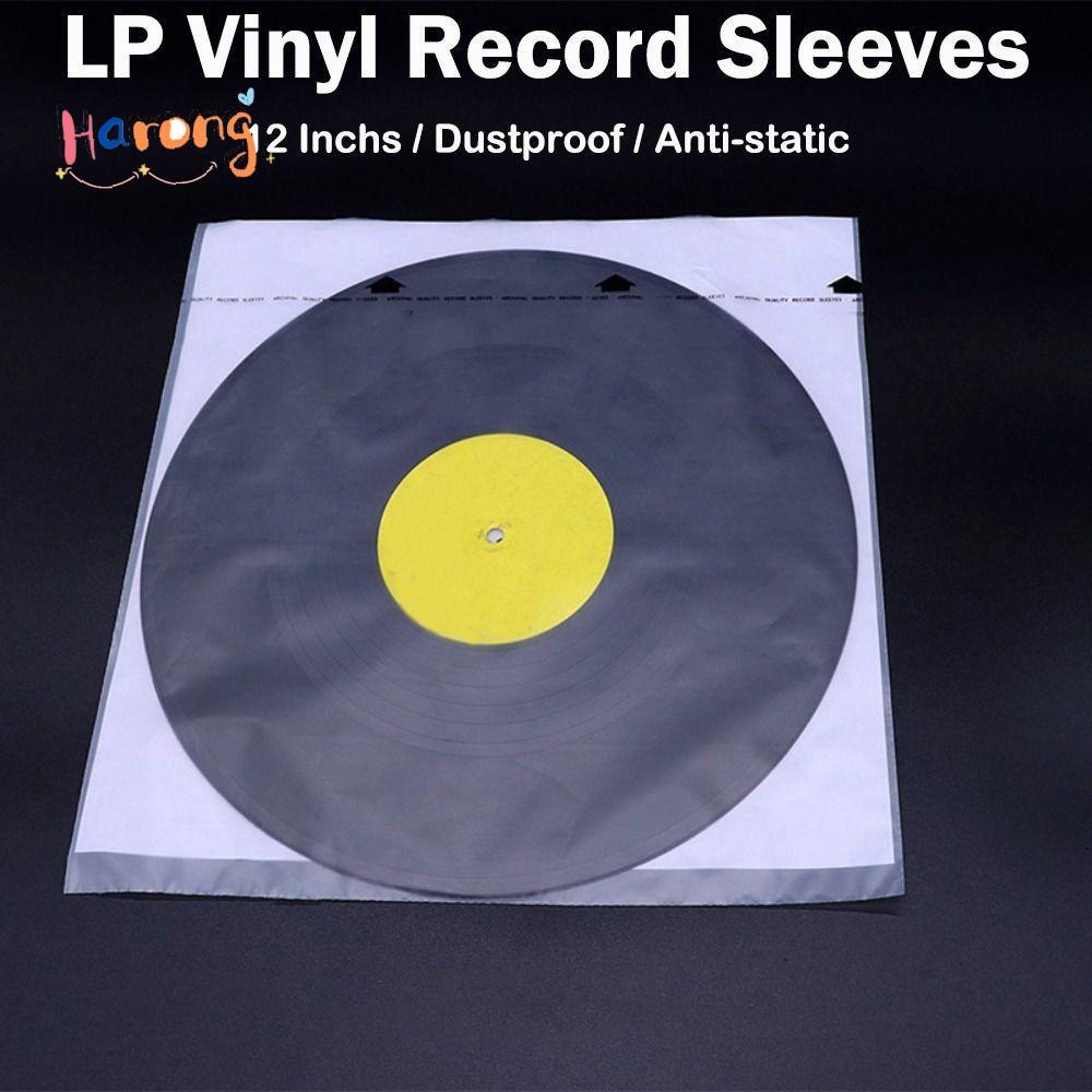 HARONG LP Vinyl Record Cover, Resealable White Vinyl Records Sleeve, 12 Inch Record Protection