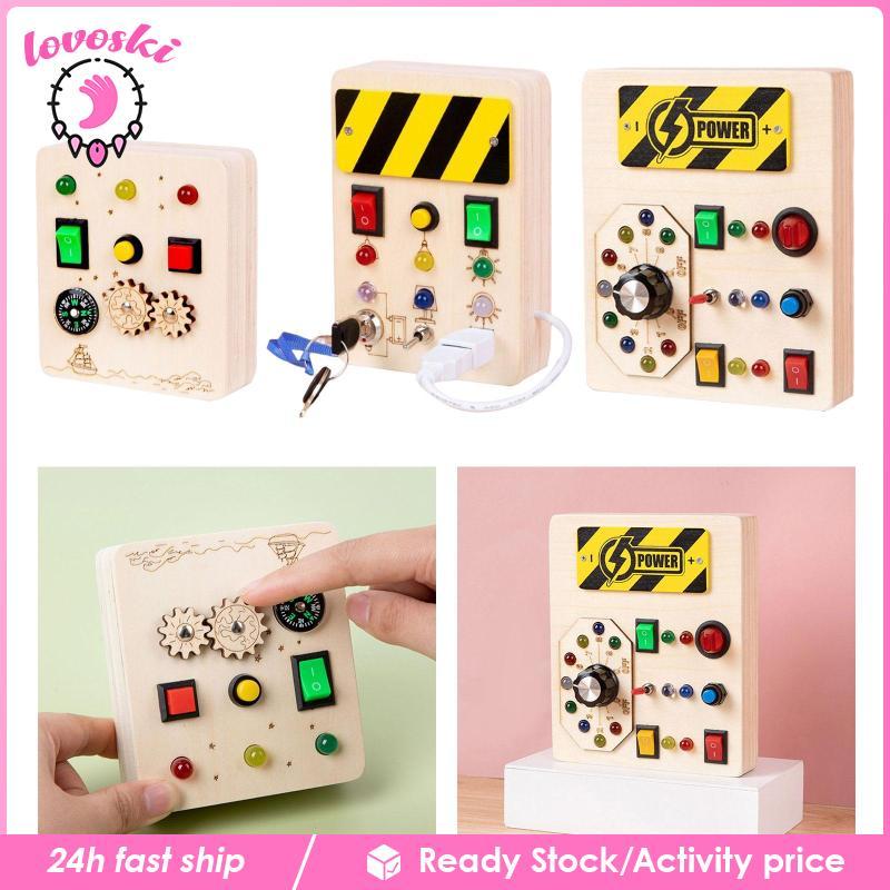 [Lovoski] Busy Board Montessori Busy Board พร้อมปุ่ม LED Switch Board กิจกรรมสําหรับของขวัญวันเกิดกา