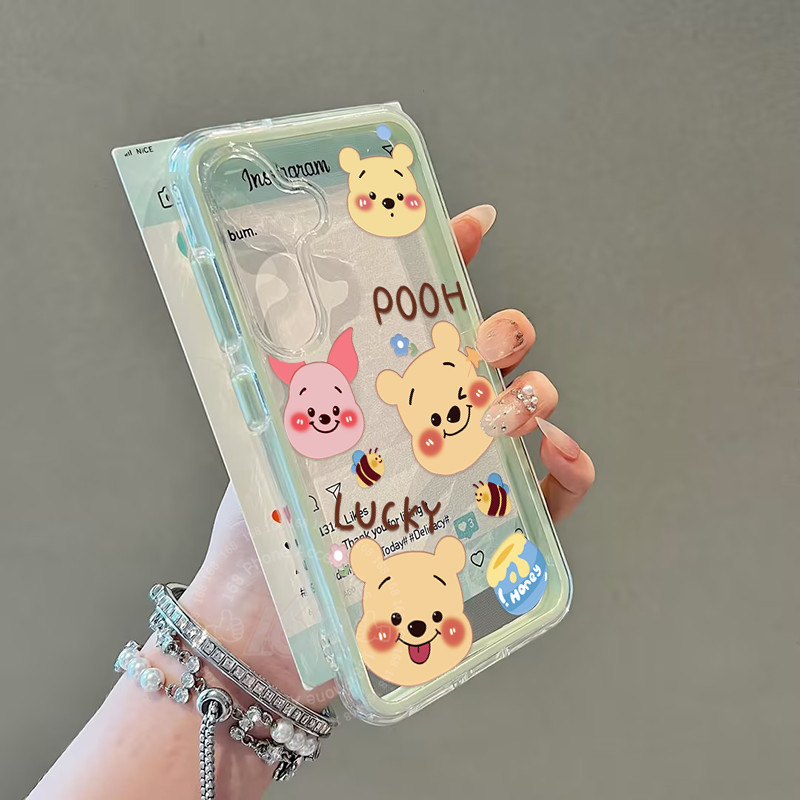เคส Samsung A56 A57 5G Case เคสลายน่ารักการ์ตูนหมีวินนี่ เดอะ พู เคสกันกระแทก เคสเจลเกราะ 2 in 1 เคสใสหนา กันตก