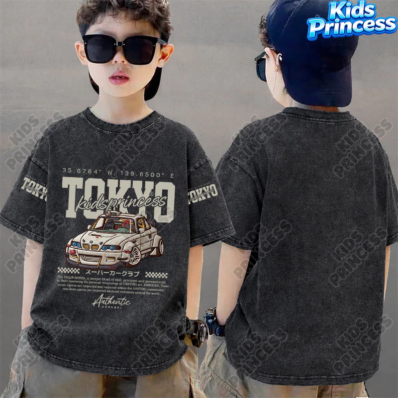 COD 2026 สินค้าใหม่ ทรงหลวม คอกลม เสื้อเด็ก kids Distressed T-shirt ผ้าฝ้าย เด็กชาย เสื้อผ้าเด็ก t-shirt S621