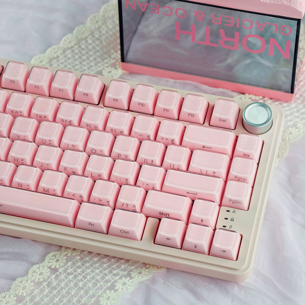 TH/EN/RU/KR MAMIOOO Pink Jelly Crystal Keycap 132 คีย์คํา SA Profile PC PBT Blue White Double-shot K