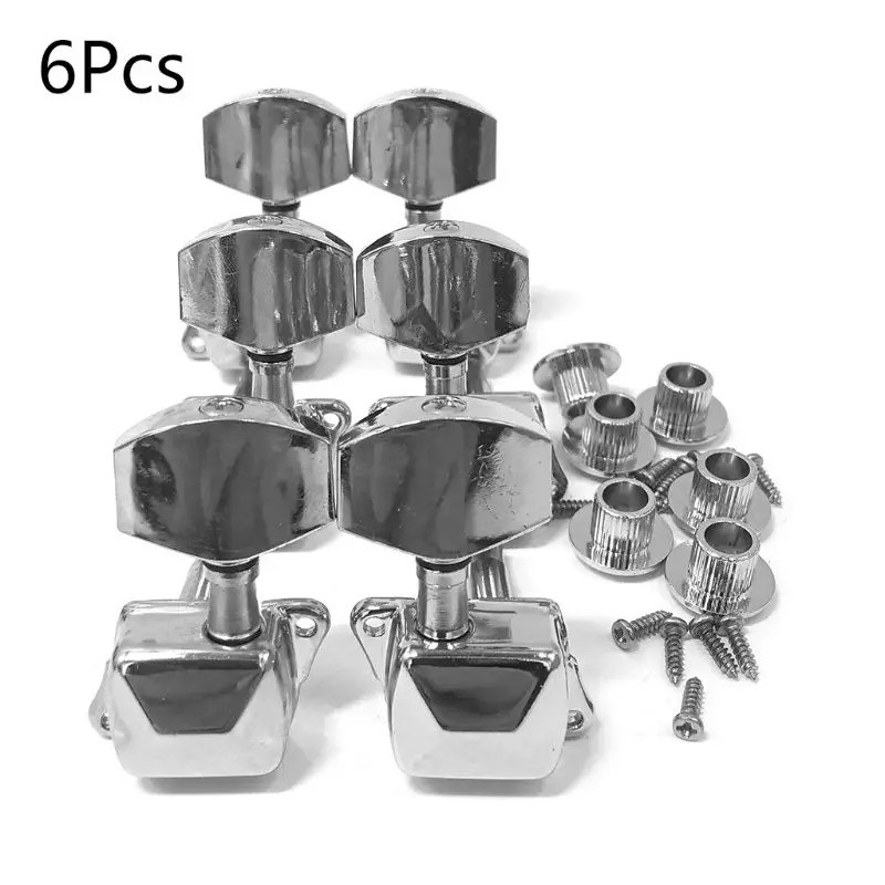 6PCS Guitar String Tuning Peg Metal Semi-Closed Button Tuner สําหรับกีตาร์ไฟฟ้า