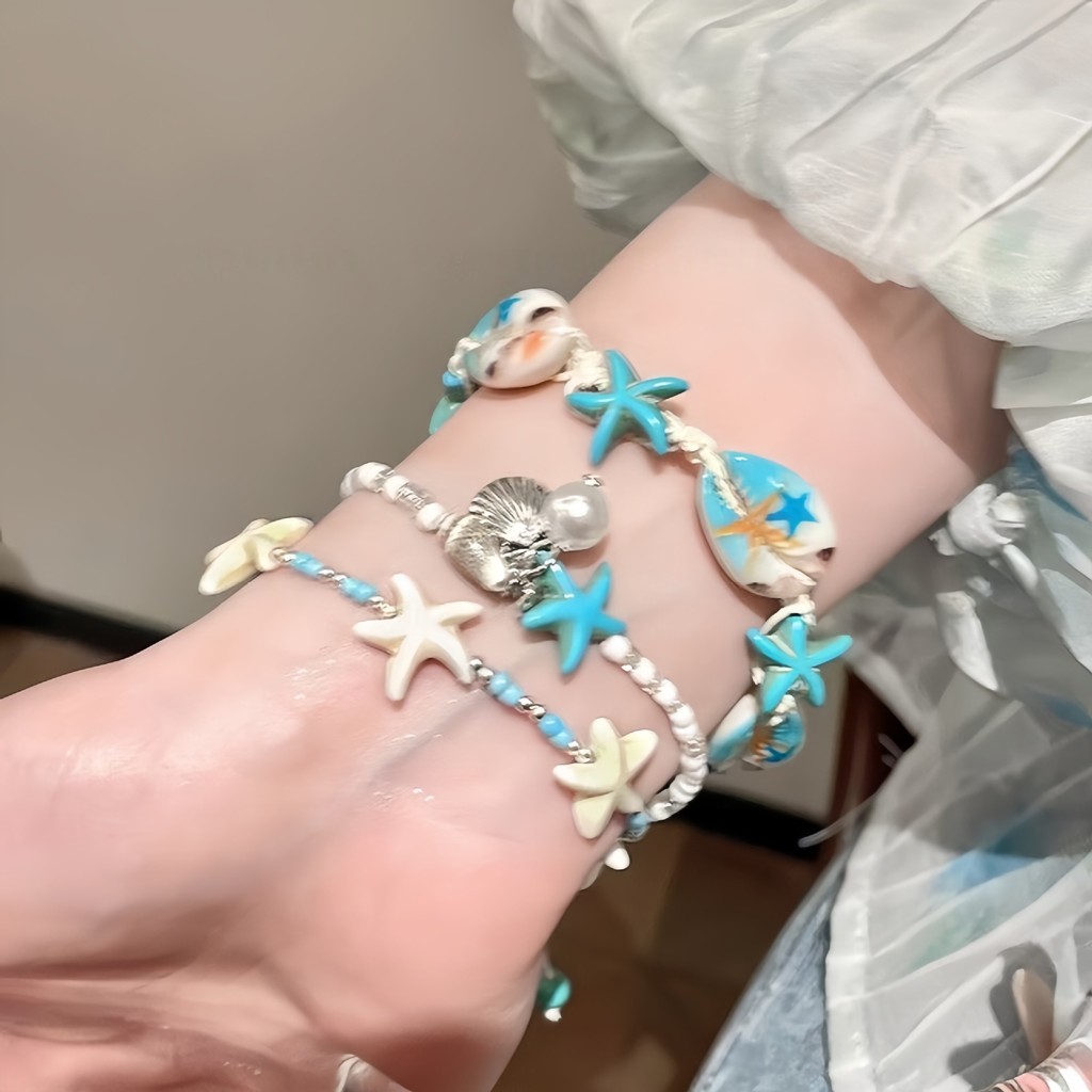 สร้อยข้อมืออเนกประสงค์ดีไซน์เปลือกหอยและลูกปัด สวยงามและสวมใส่ง่าย