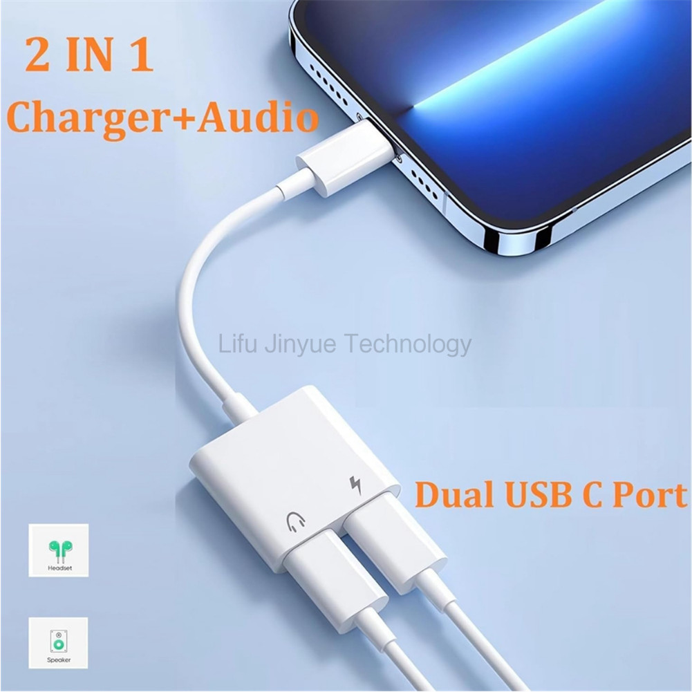LIKAIYUE Type-C/Dual TypeC แจ็คชาร์จ Aux สาย 2in1 อะแดปเตอร์เสียง USB C ถึง 3.5 มม.สําหรับ Samsung S21 S23 S25FE S26Ultra Honor 400Lite X7D X9D แบบมีสายหูฟังเชื่อมต่อ