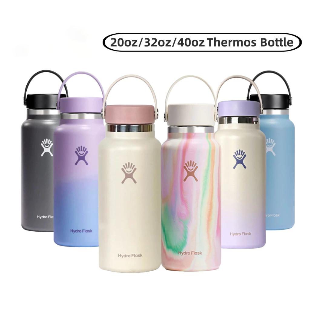 แก้วน้ําสูญญากาศ Hydro Flask - 20OZ 32OZ 40OZ (591-1182 มล.) รักษาความเย็น/ความร้อน กันรั่วซึม พร้อม
