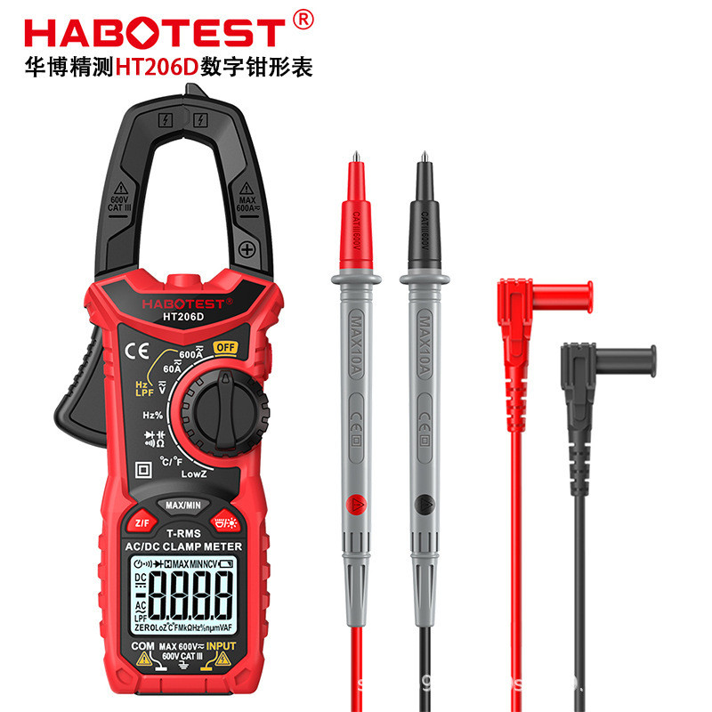 Huabo HT206D/HT206A/HT206B แคลมป์มิเตอร์แบบดิจิตอลความแม่นยําสูงแอมป์มิเตอร์ดิจิตอลมัลติมิเตอร์แคลมป