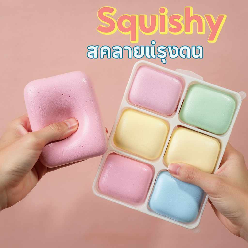 สกุชชี่ ของเล่นบีบ คลายเครียด ขนมปังนม เค้กสตรอเบอร์รี่ PU นุ่มเด้ง ของเล่นอาหารจำลอง