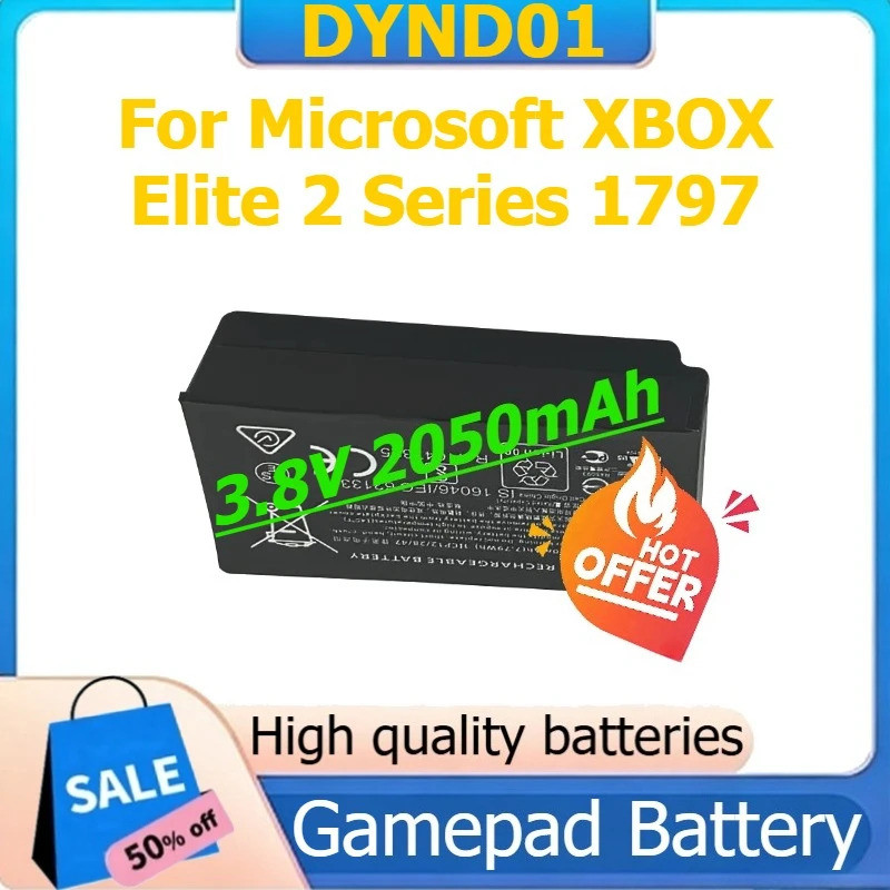 DYND01 แบตเตอรี่ดิจิตอลสําหรับ Microsoft XBOX Elite 2 Series 1797 แบตเตอรี่เกมแพด 3.8V 2050mAh