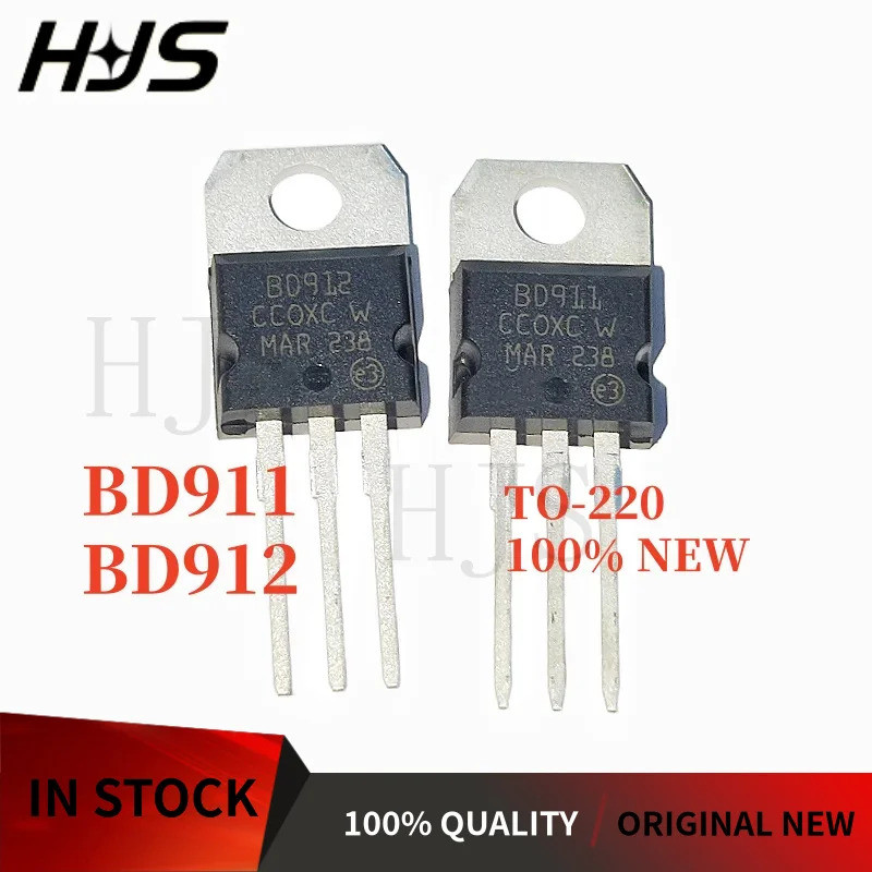 10PCS BD911 BD912 TO-220 15A 100V PNP/NPN ทรานซิสเตอร์คู่เครื่องขยายเสียงยี่ห้อสต็อก MOS CHIP IC YXO