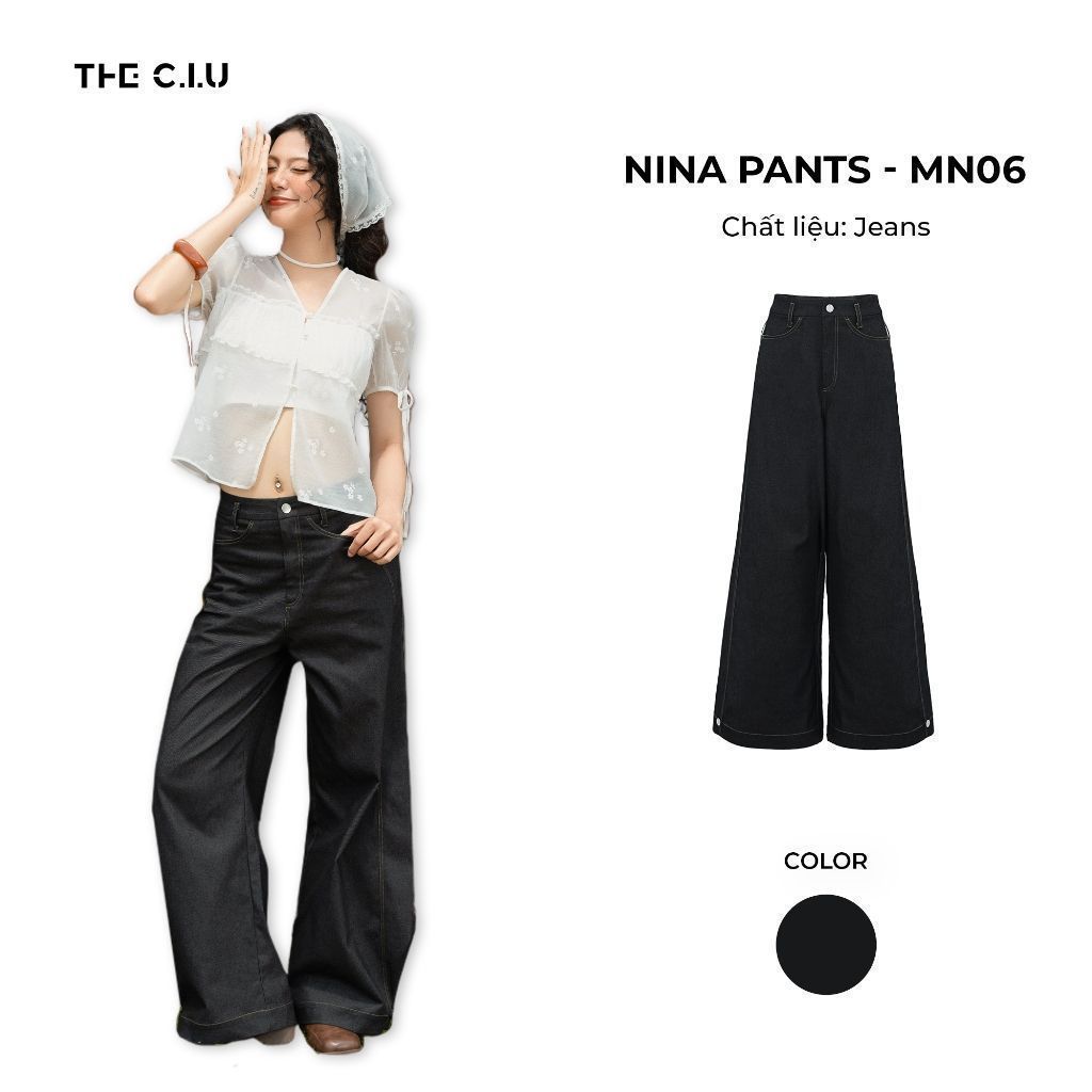 กางเกงยีนส์กระดุมขากว้าง THE CU - Nina Pants - MN06