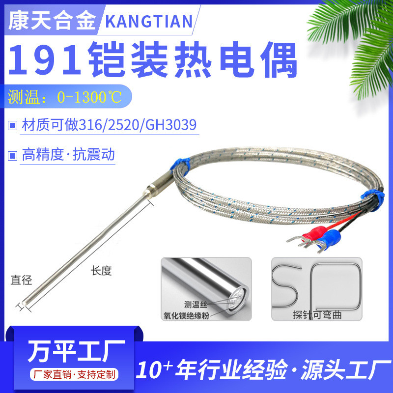 ประเภทโพรบหุ้มเกราะ Thermocouple WRNK-191K Type/J Type/N Type/T Type Thermocouple E Type Thermocoupl