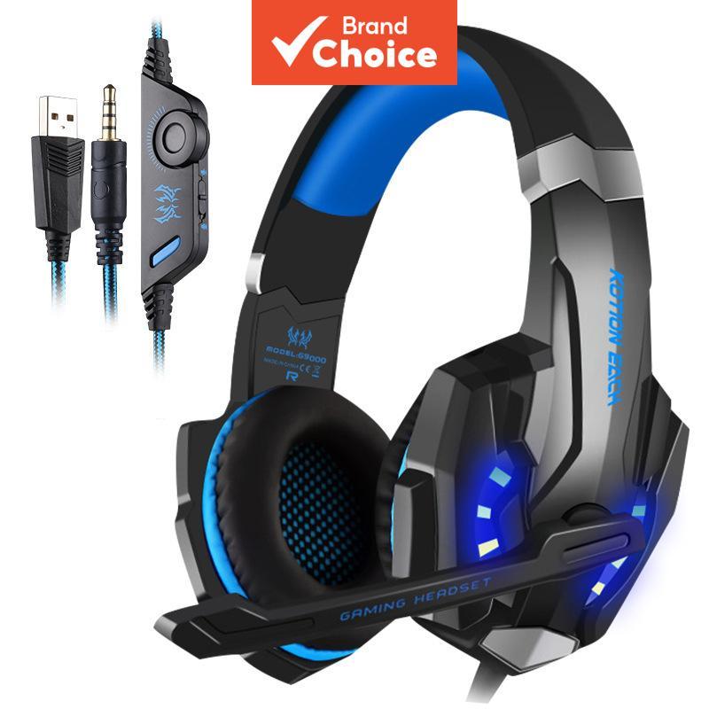 G9000 หูฟังเกมมิ่งเสียงรอบทิศทาง 7.1 พร้อมระบบตัดเสียงรบกวน ไมโครโฟนครอบหูพร้อมไฟ LED นวมเมมโมรี่นุ่ม รองรับ PS4 PS5 PC Xbox One