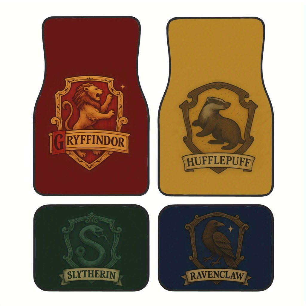 ชุด 4 ชิ้น WB Harry Potter Hogwarts Academy Car Mat-Wear-Resistant ทนทาน เหมาะสําหรับรถยนต์, รถบรรทุ