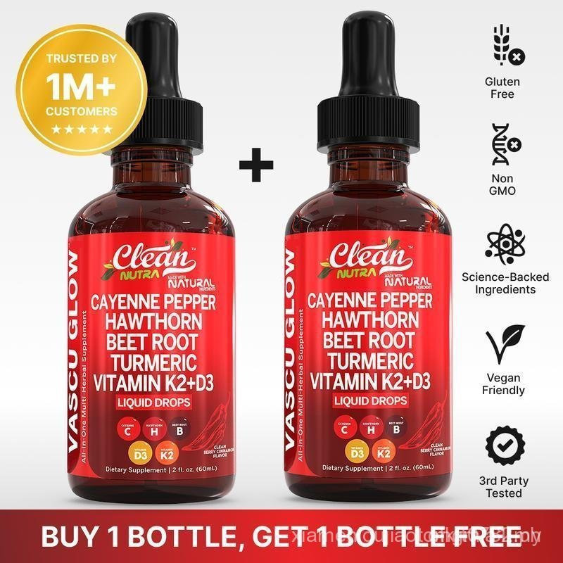 BOGO Cayenne Pepper Liquid Drops + Hawthorn Berry, Vitamin D3 K2 Organic Beet Root Powder, Ceylon Ci