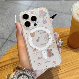 💎Snap&Co💎แม่เหล็กดูดแบบใส สําหรับ iPhone เรียบง่าย17 16 15 11 15 PRO max XR 12 13pro 7P 14 pro max 16pro ป้องกันฝุ่น