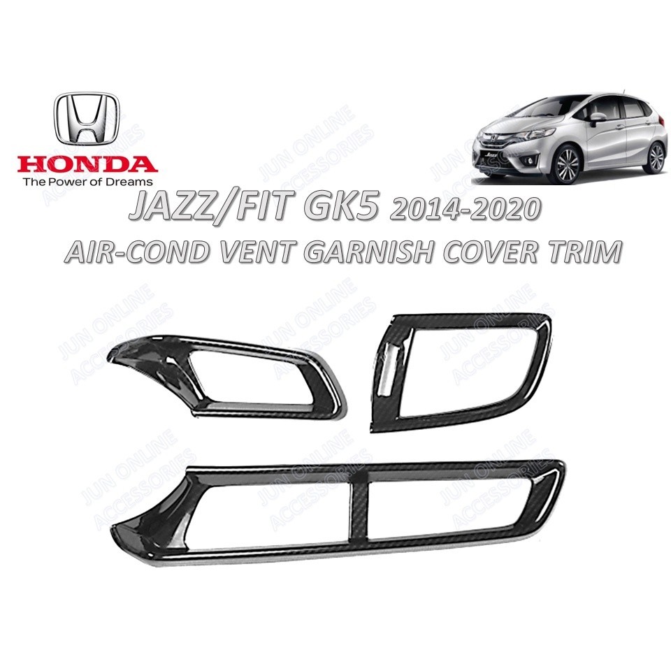Honda Jazz GK5 2014-2020 Air-cond Vent Garnish Trim ภายในฝาครอบ Trim สไตล์คาร์บอน