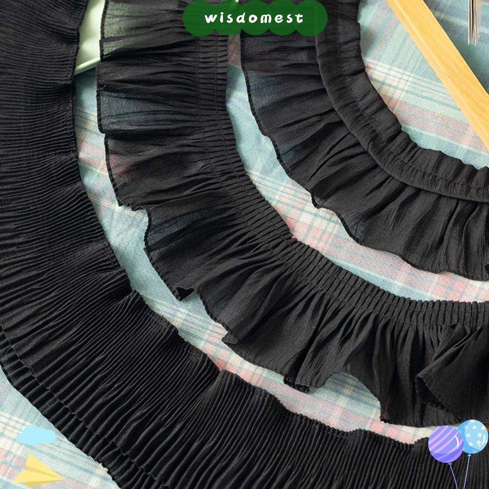 WISDOMEST Ruffled Lace Trims, 2Yards กว้าง 9-12 ซม.ชีฟองลูกไม้ Trims, ชีฟองจีบลูกไม้ผ้า