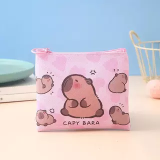 กระเป๋าสตางค์ Capybara ดีไซน์น่ารัก พร้อมการ์ดและศูนย์ กระเป๋าสตางค์ กระเป๋าใส่เหรียญ กระเป๋าเก็บของ พิมพ์ลาย