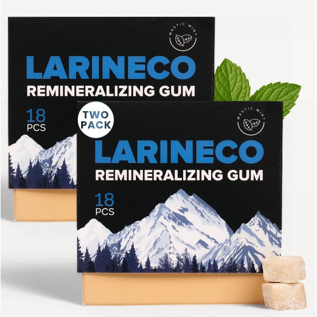 LarinecoRemineralizingGumwithNanoHydroxyapatite&Xylitol–Sugar-FreeXylitolGum–Plastic-Free,Mint-Free,