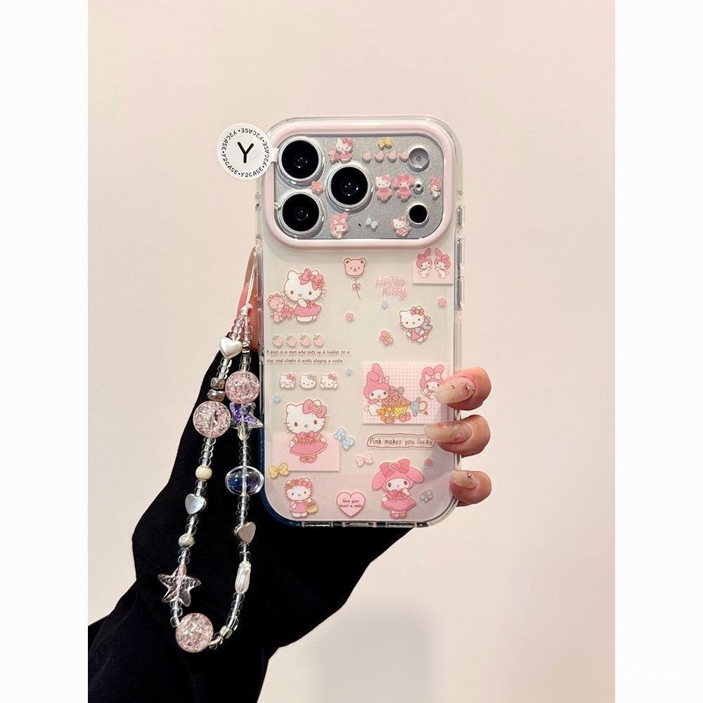 เคสโทรศัพท์ เหมาะสําหรับ iPhone 11 12 13 14 15 16 17 Pro max Picnic KT Cat Diary + Chain Shock-proof Shock-proof เคสป้องกันรวมทุกอย่างกรณี MFK1