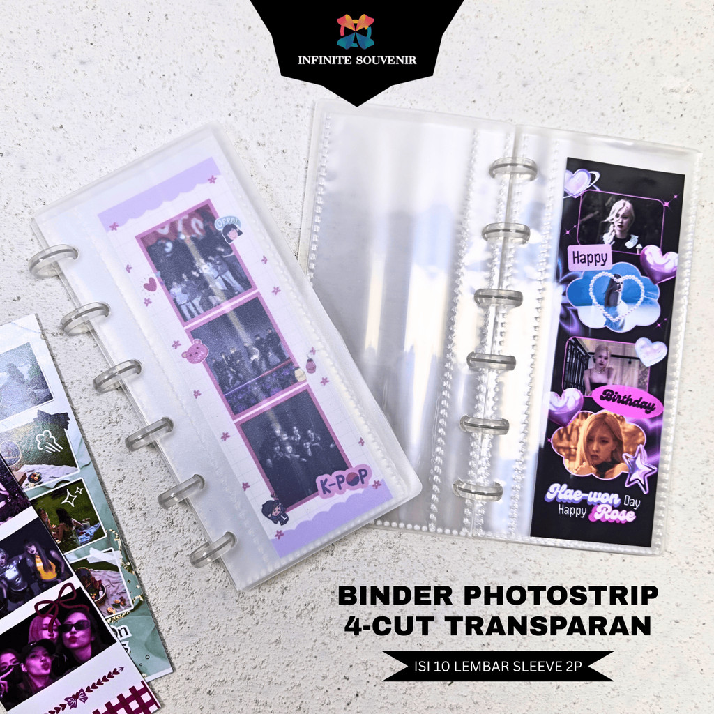 4-Cut Transparent Photostrip Binder / อัลบั้มภาพขนาดเล็ก KPop Photobooth / Ring Collect Book / 20 ช่