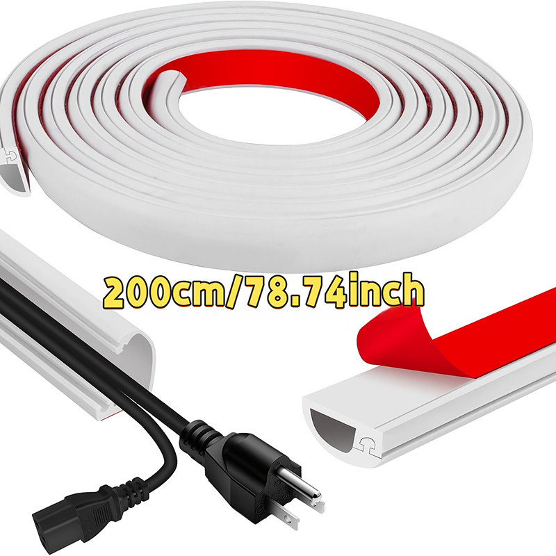 PH ใหม่ 1PCS PVC Self-Adhesive Wall Cable Cover, Easy Wire Management สําหรับชั้น,ที่มองไม่เห็นตกแต่