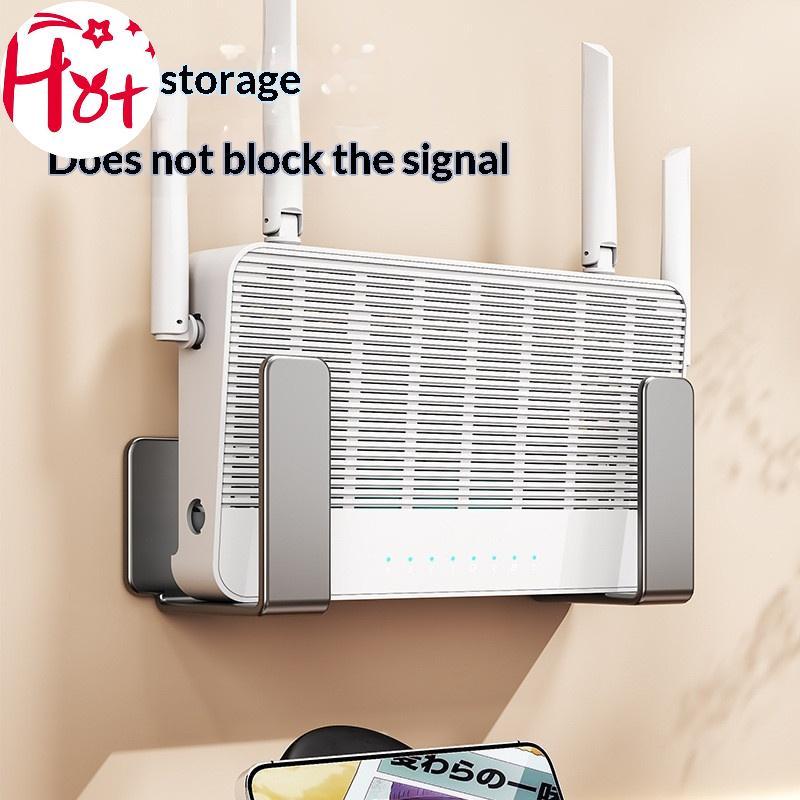 GE ที่วางรางปลั๊กไฟเราเตอร์แบบติดผนังเหล็กคาร์บอนมัลติฟังก์ชั่น อินเตอร์เน็ตไร้สาย ที่วางแร็คประหยัดพื้นที่เจาะผนังวงเล็บสนับสนุนสี่เหลี