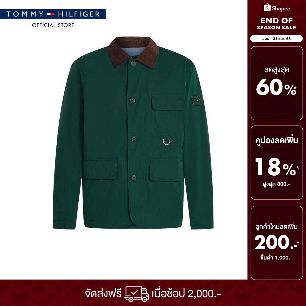 Tommy Hilfiger แจ็คเก็ต ผู้ชาย รุ่น MW0MW40596 L6K - สีเขียว ทรง Regular
