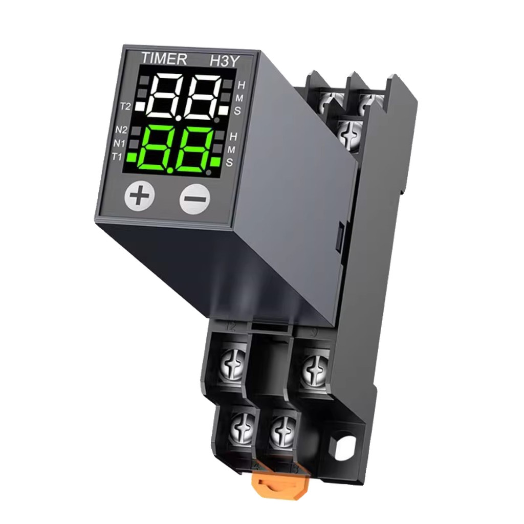 Dual Time Relay H3Y-2/4 + ฐานขนาดเล็ก LCD Digital Display การไหลเวียนเวลาควบคุมจับเวลา 12V24V220V