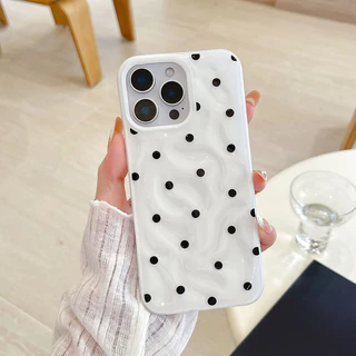 เคสไอโฟน 17 13 16 สำหรับ iPhone 17 15 11 13 16 14 12 Pro Max 15 14 16 6 6S Plus XR X XS ผ้าคลุมระบายลายจุดหวานน้อยชิ้น