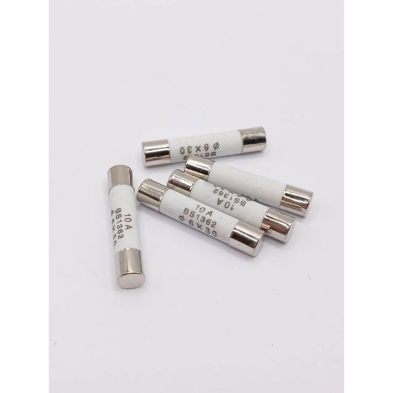 คุ้ม ถูกสุด! ฟิวส์เซรามิค 30มิล ฟิวส์กระเบื้อง 250V. ฟิวส์ 6x30mm แพ็ค 10 ชิ้น พร้อมส่ง