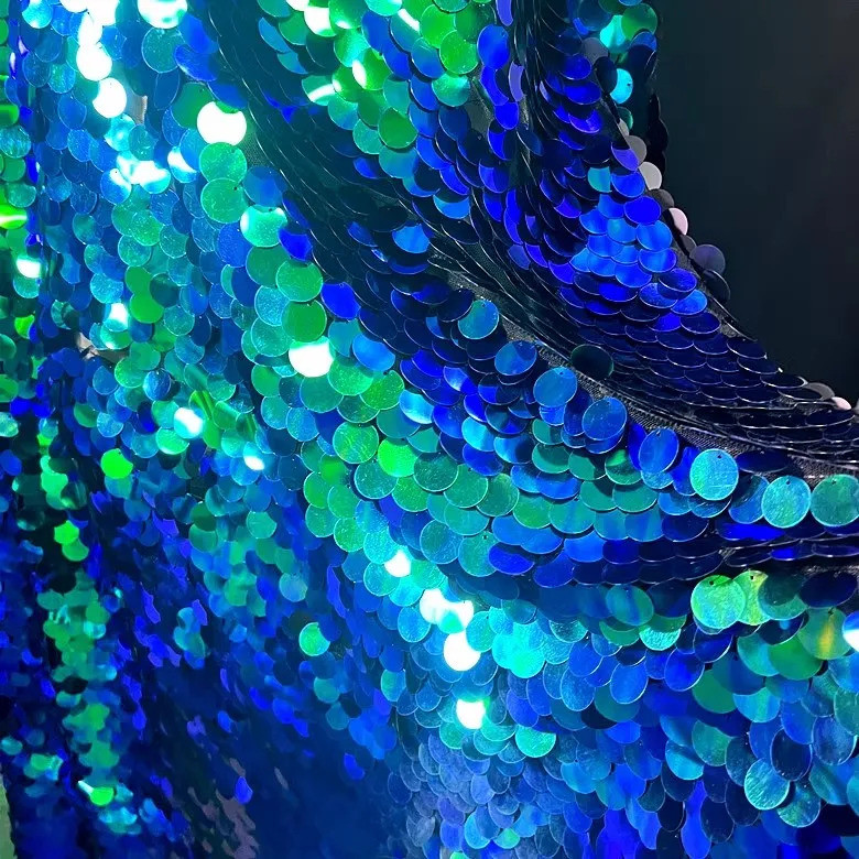 18mmlarge sequin fishscale mesh fabric Background cloth sequin fabric wedding dress