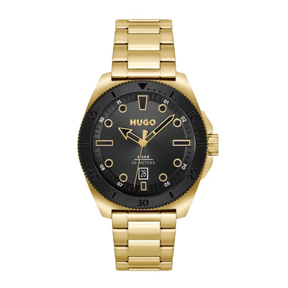 HUGO BOSS นาฬิกาข้อมือผู้ชาย VISIT รุ่น HB1530304 สายสเเตนเลส สีทอง 44มม.