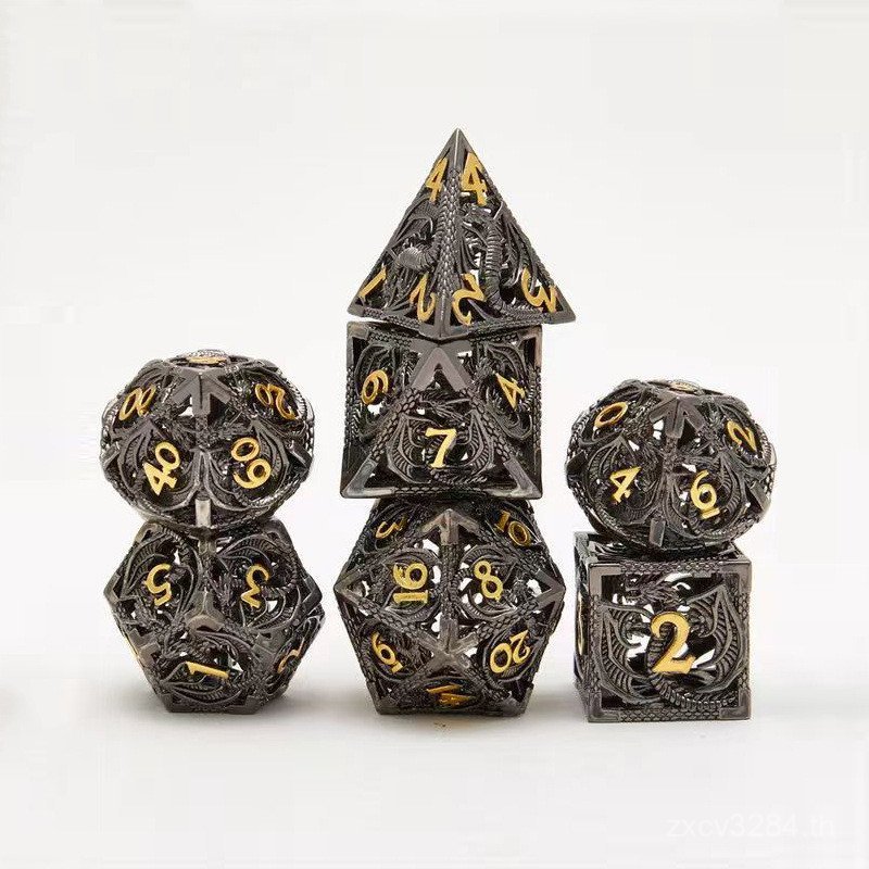 ลูกเต๋าขายส่ง Cthulhu DNDCOC Flying Dragon Hollow Multi-faceted Metal Board Game Set Dice Dragon Dun