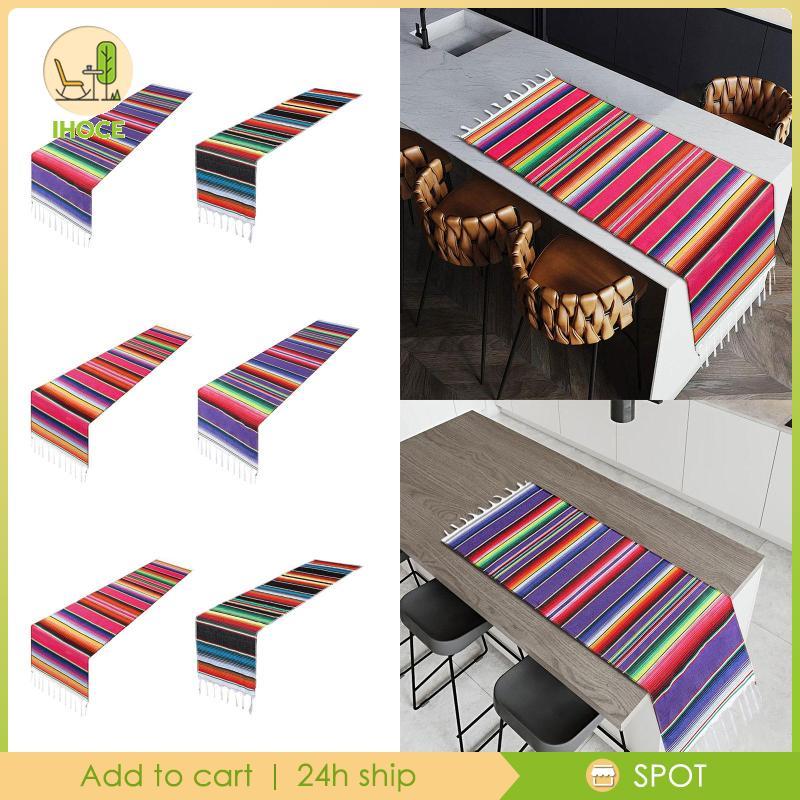 [Ihoce] 8x Mexican Table Runner Mexican Serape สําหรับ Fiesta Themed Cinco DE Mayo
