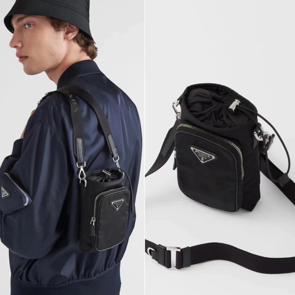 【พรีออเดอร์ 15 วัน】PPP 2ZH155 กระเป๋าสะพายข้าง Re-Nylon+Leather 13*18cm