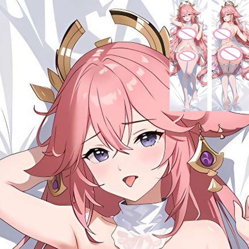 Genshin Impact Yae Miko อะนิเมะ Dakimakura Otaku Waifu ขนาดชีวิต 2 ด้านพิมพ์ Otaku เบาะหมอน