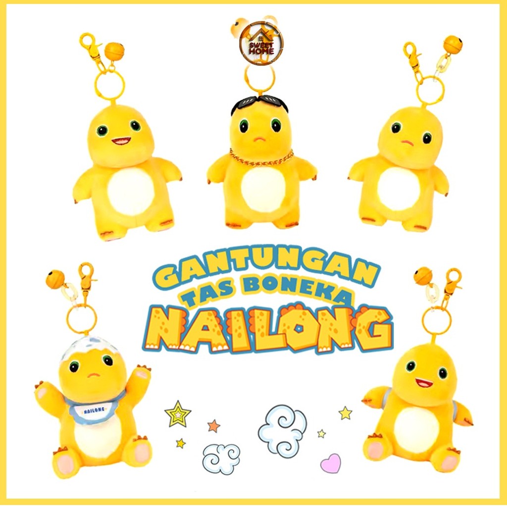 GANTUNGAN Cute Nailong Bag Hanger Nailong Hanger สีเหลือง Dino Hanger