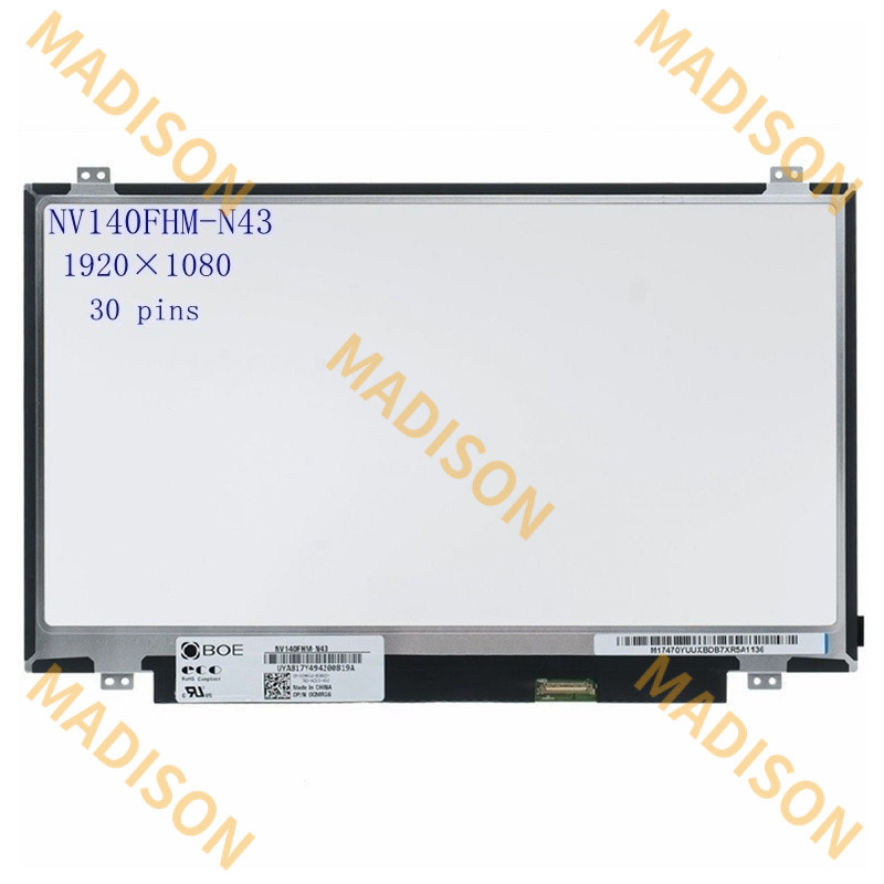 14.0 IPs แล็ปท็อปหน้าจอ LCD NV140FHM-N43 nv140fhm N46 N41 สําหรับ Lenovo ThinkPad t460 t470 E470 192
