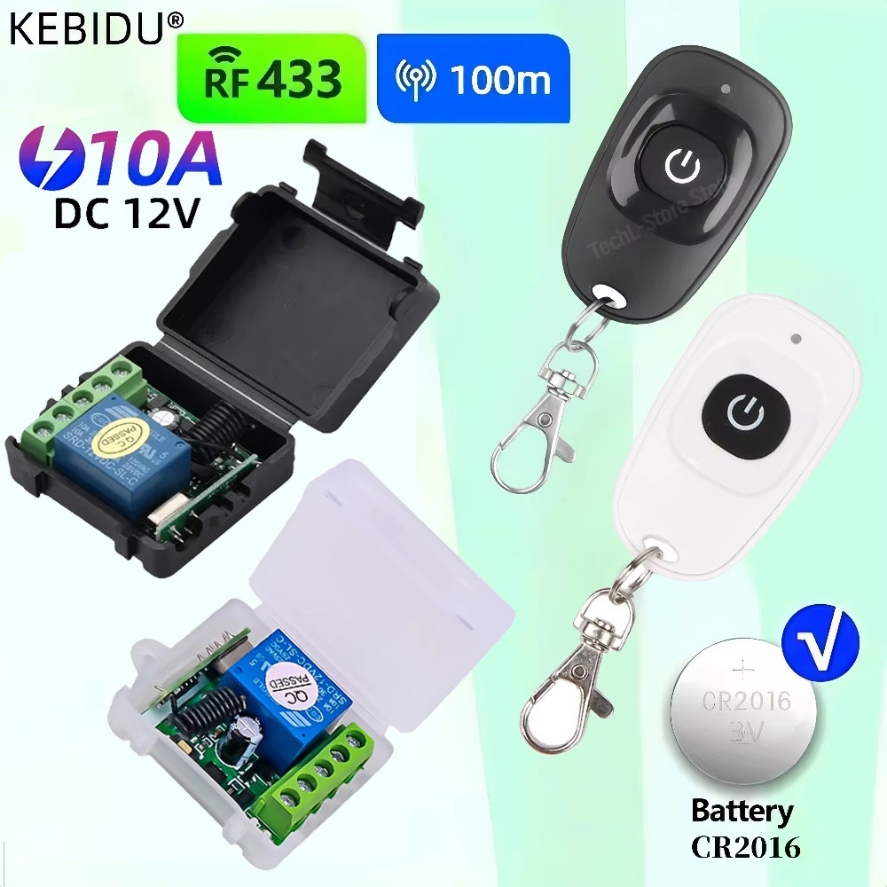 433Mhz Universal รีโมทคอนโทรลไร้สายสวิทช์ DC 12V 1CH รีเลย์โมดูล RF EV1527 การเรียนรู้รหัสเครื่องส่งสัญญาณ